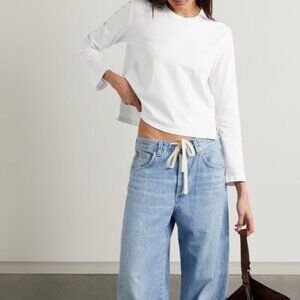 LESET Maya Long-Sleeve Cotton T-Shirt White XS